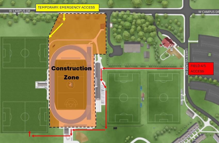 Temporary Emergency Access Route for EMS at the South Complex Fields 4 & 5